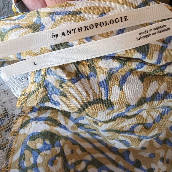 Anthropologie Paisley Lace Open Back Midi Slip Dress - Women's L Boho Elegance - Picture 10 of 11